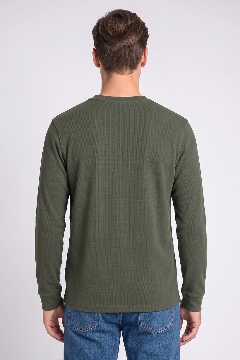 Men Regular Fit Long Sleeve Outdoor Sweatshirt, Olive