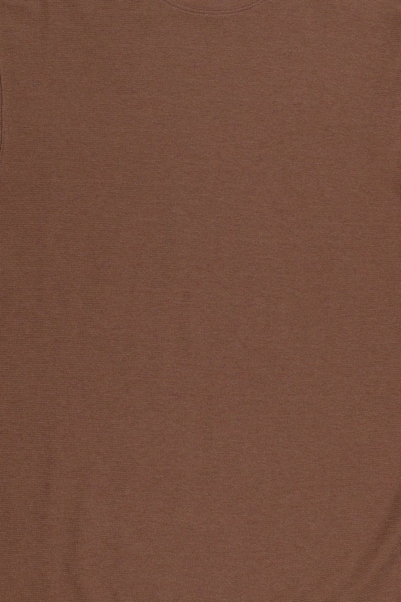 Men Crew Neck Long Sleeve Textured T-Shirt, Brown