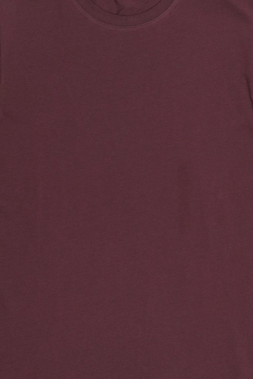 Men Crew Neck Long Sleeve Plain T-Shirt, Dark Brown