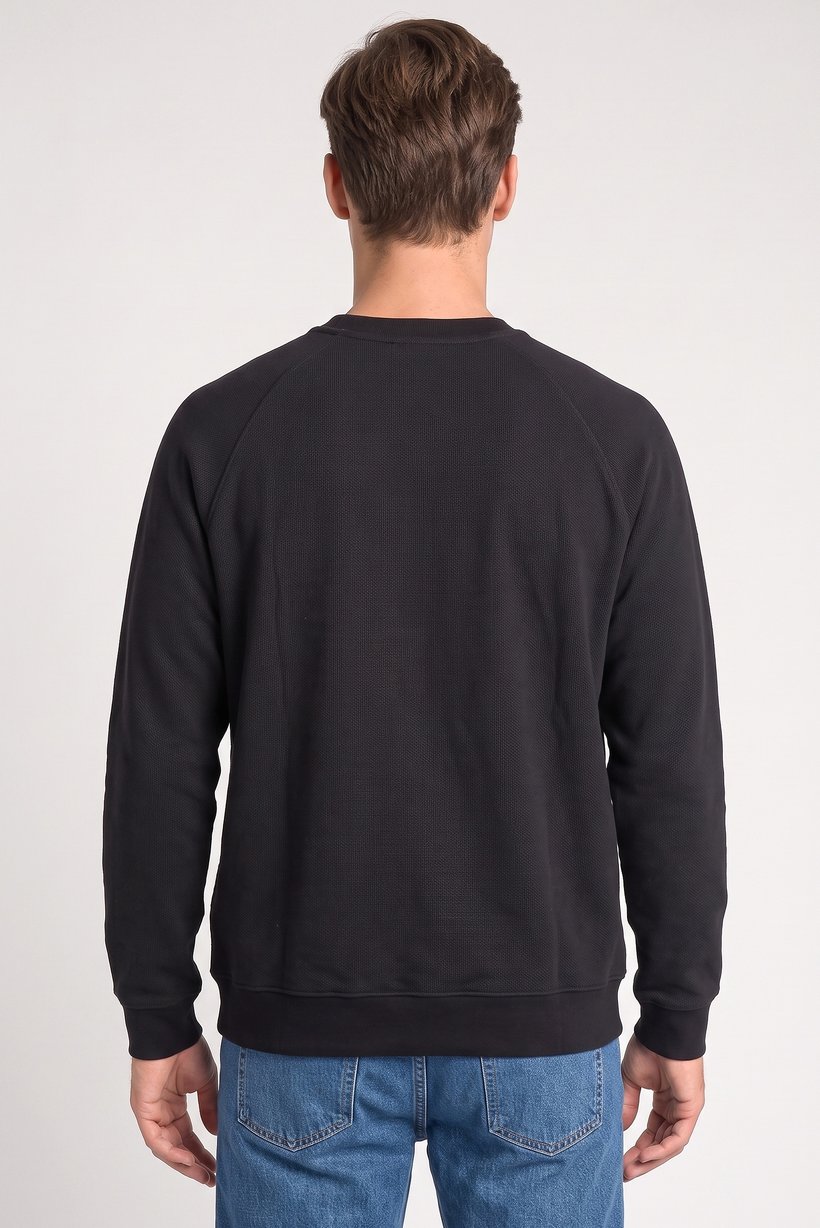 Men Crew Neck Long Sleeve Knitted Sweater, Black
