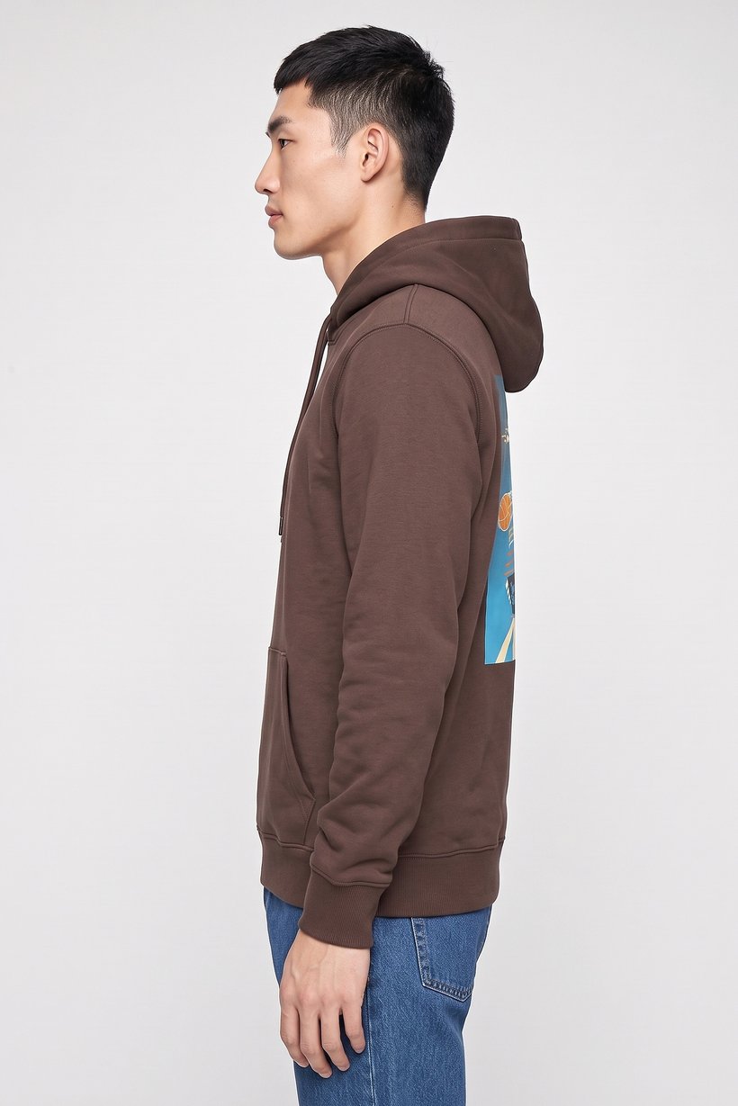 Men Space Jam Long Sleeve Graphic Print Hoodie, Dark Brown