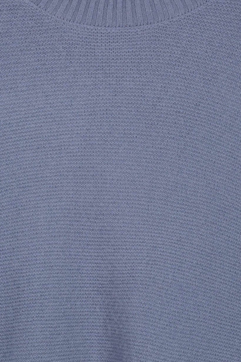 Men Ribbed Collar Long Sleeve Knitted Sweater, Slate Blue