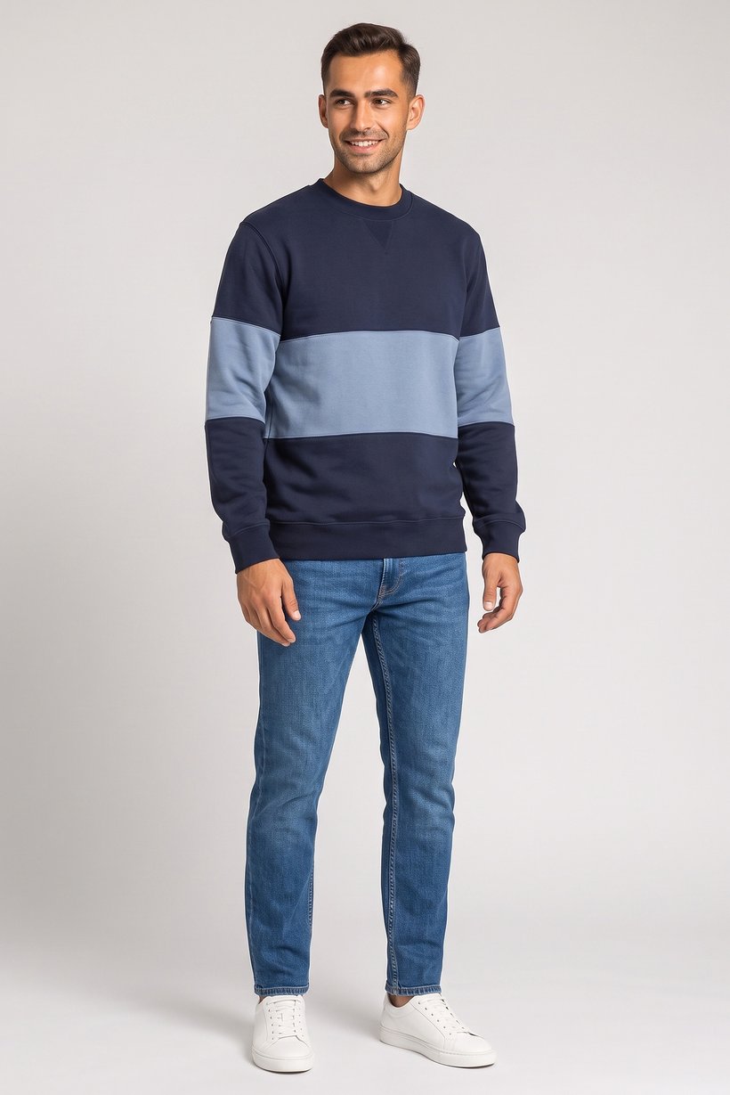 Men Two-Tone Long Sleeve Sweatshirt, Multicolor
