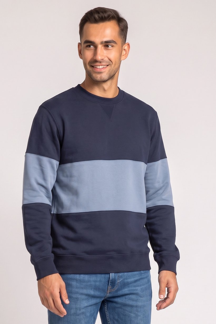 Men Two-Tone Long Sleeve Sweatshirt, Multicolor