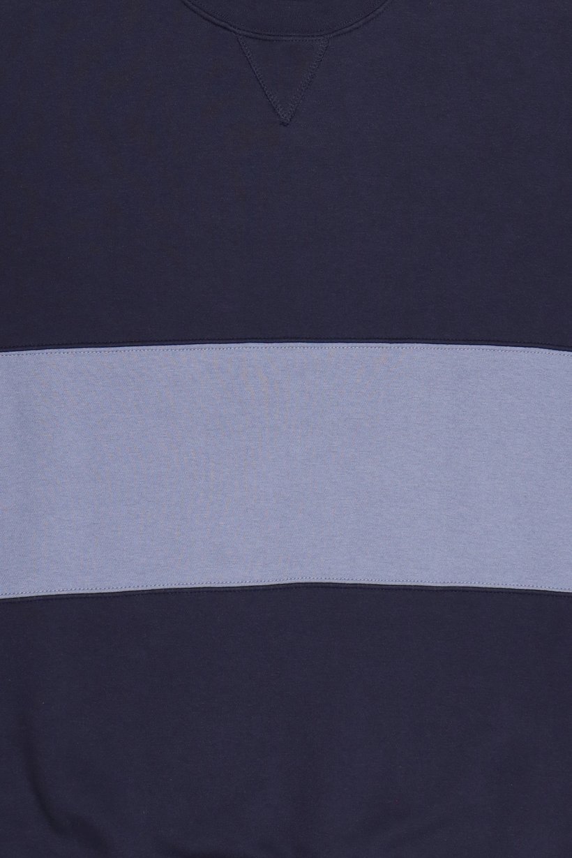 Men Crew Neck  Solid Long Sleeve Sweatshirt, Navy Blue