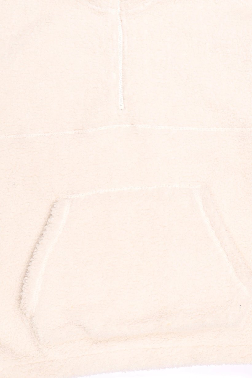 Men High Neck Textured Half Zip Sweatshirt, Cream