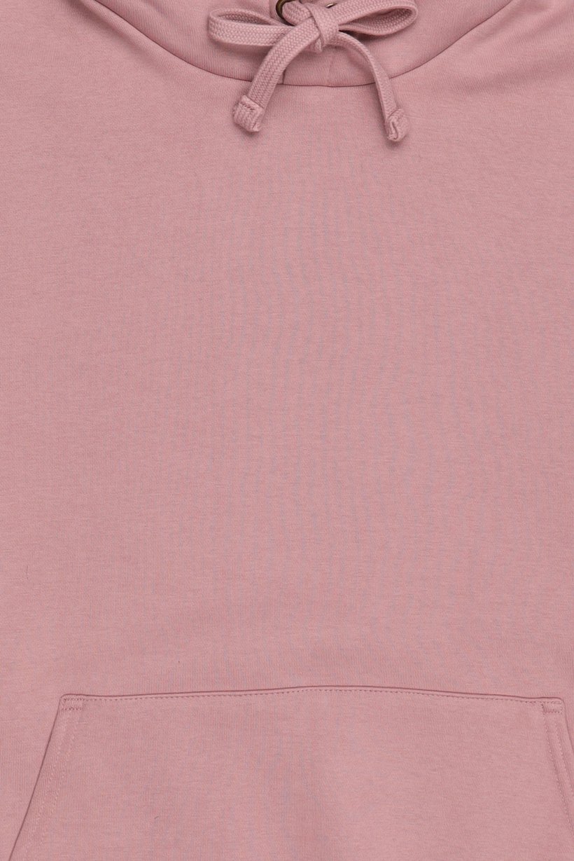 Men Solid Long Sleeve Hoodie, Dusty Pink