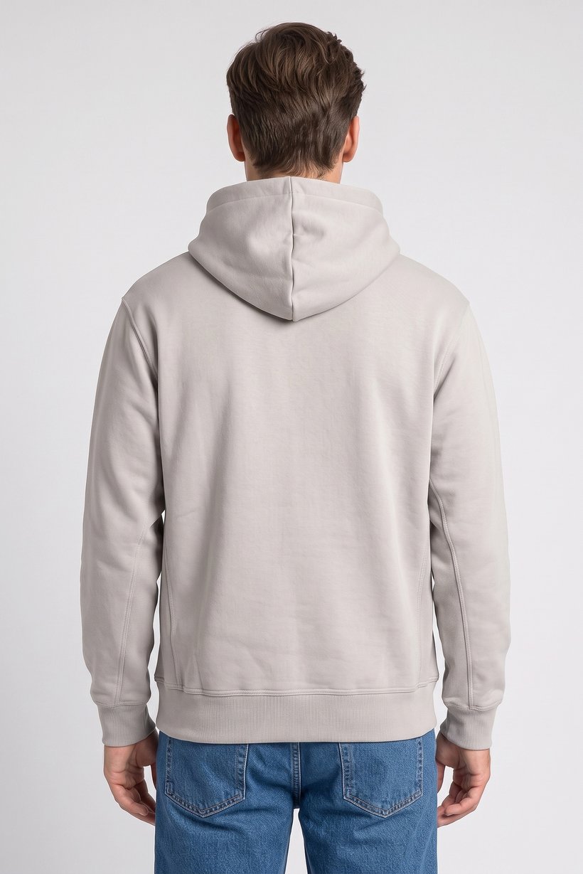 Men Solid Long Sleeve Hoodie, Grey
