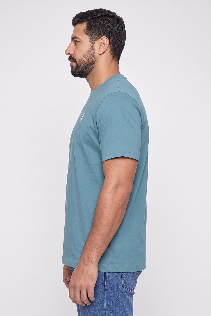 Celio x Dragon ball Z Men Crew Neck Short Sleeve Graphic Print T-Shirt, Teal Blue