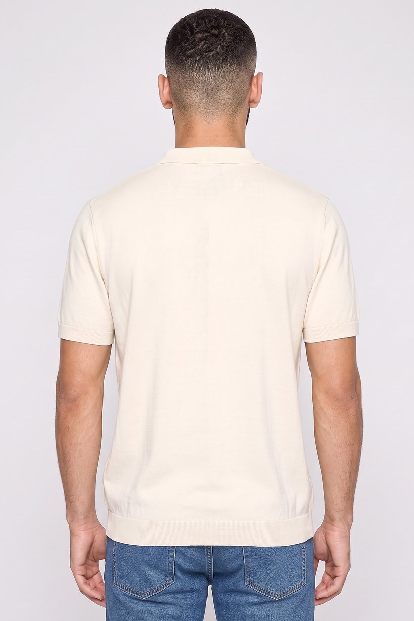 Men Regular Fit Short Sleeve Textured Casual Shirt, Cream