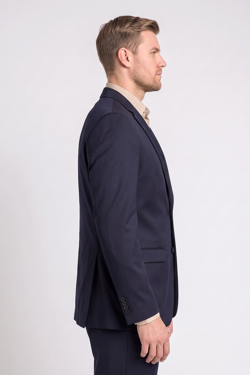 Men Slim Fit Solid Casual Blazer, Navy