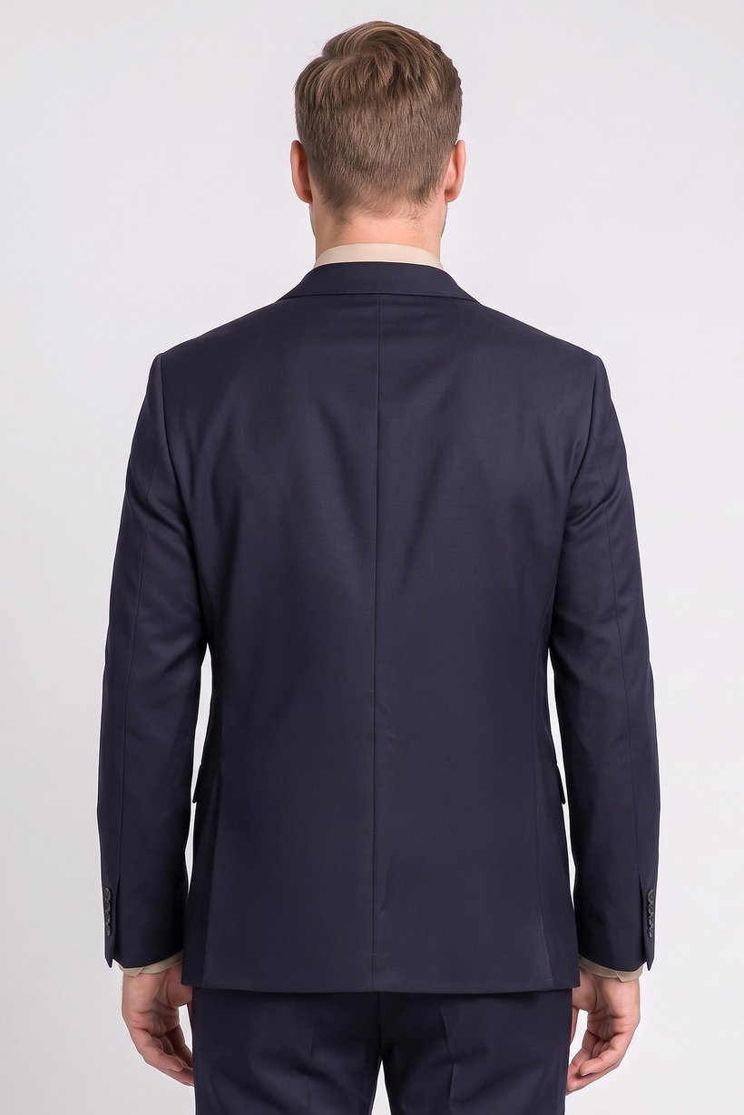 Men Slim Fit Solid Casual Blazer, Navy