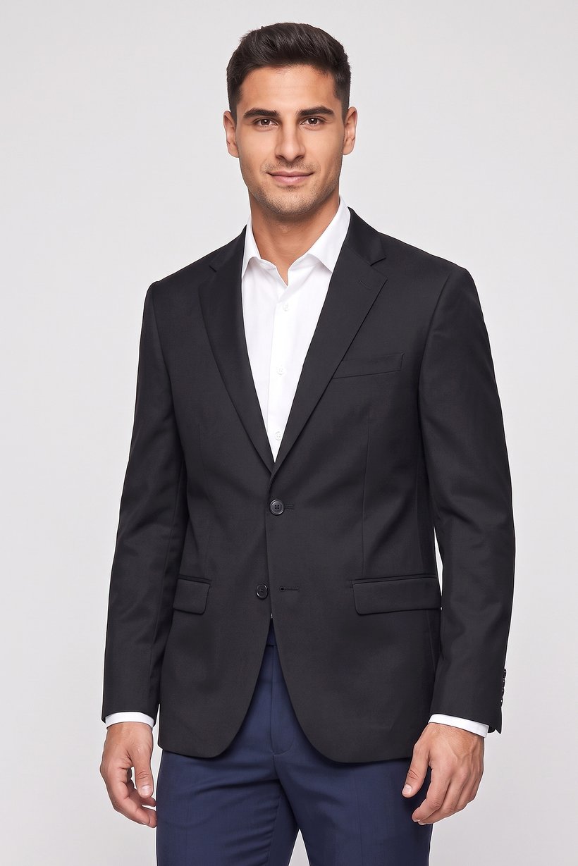 Men Regular Fit Solid Casual Blazer, Black