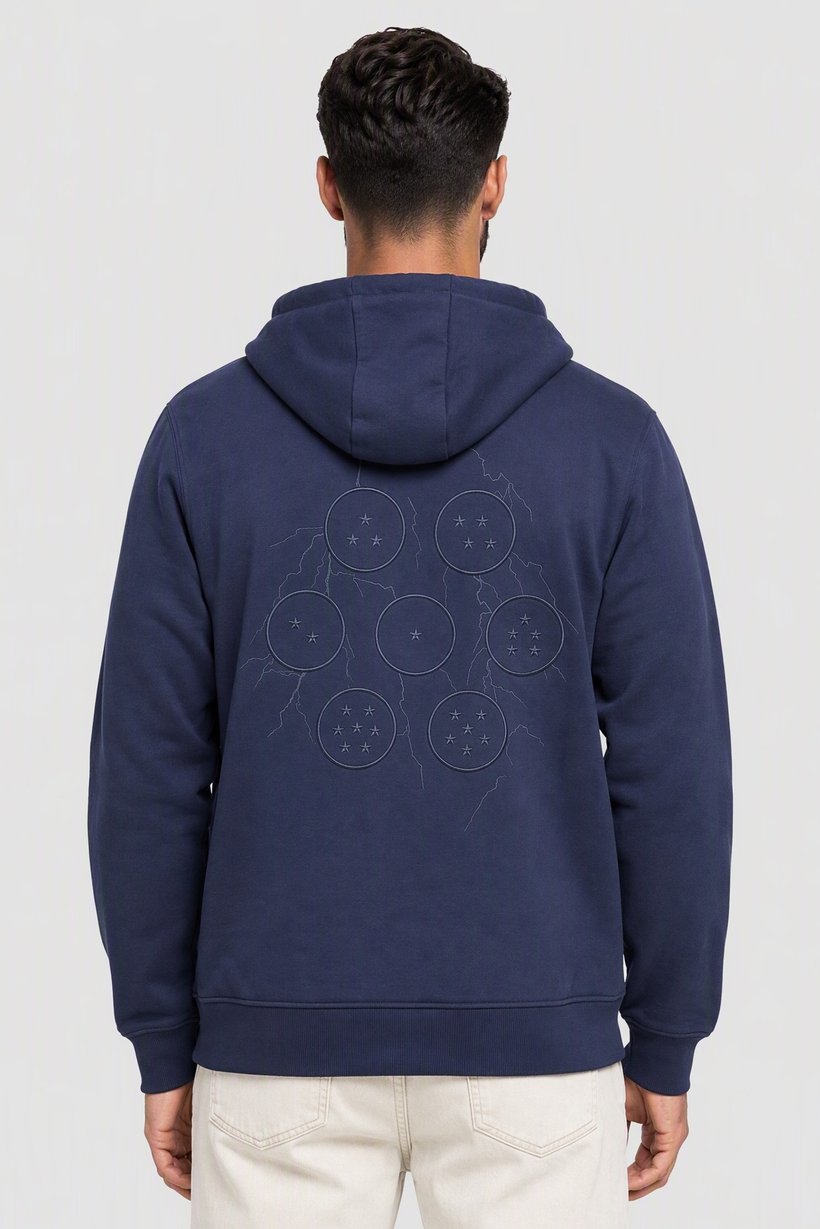 Dragon Ball Z Men Embroidered Long Sleeve Hoodie, Navy