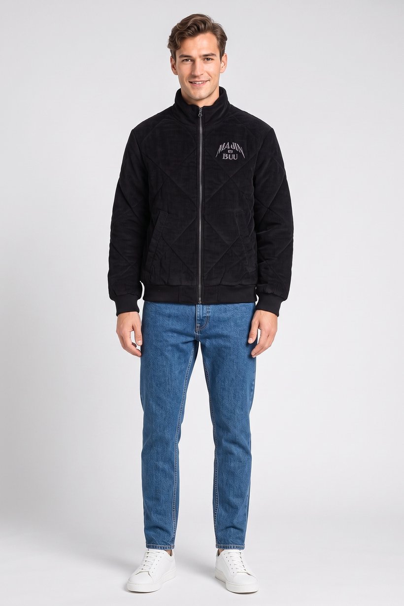 Celio x Dragon BallZ Men Quilted Bomber Jacket, Black