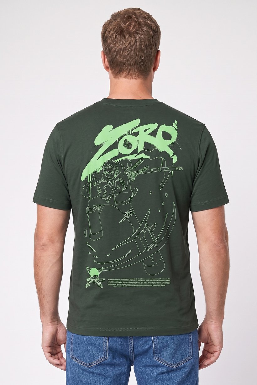 Men Crew Neck Short Sleeve Graphic Print T-shirt, Green