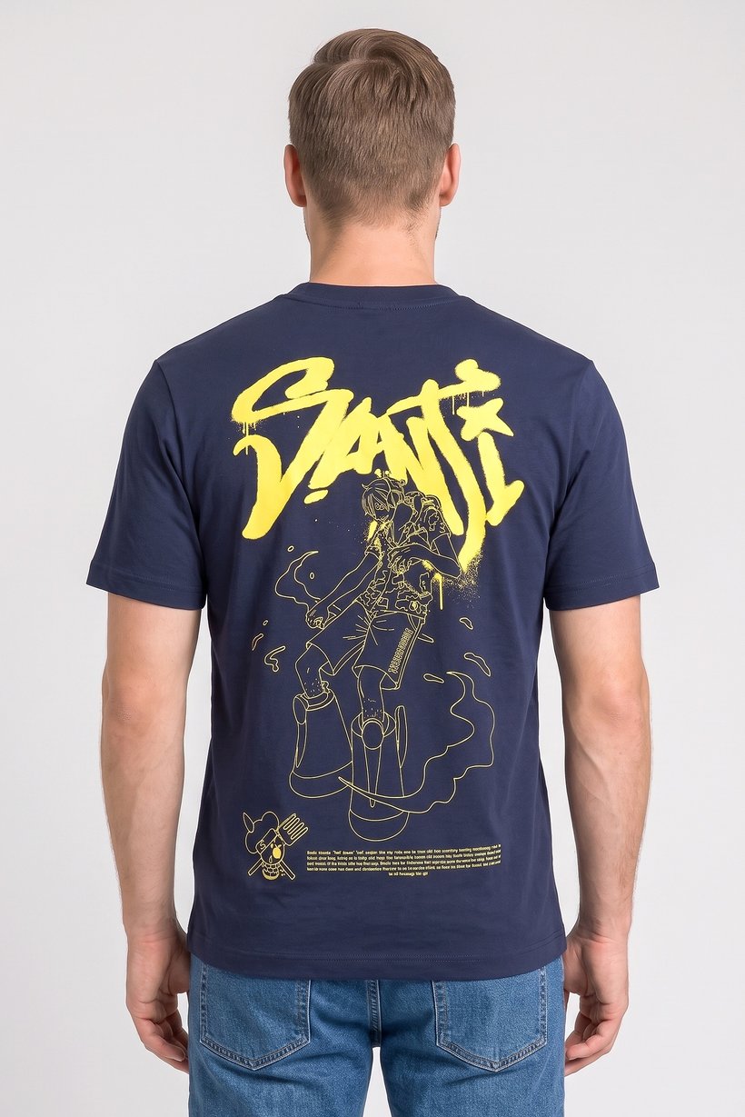 Men Crew Neck Short Sleeves Brand Logo T-Shirt, Navy
