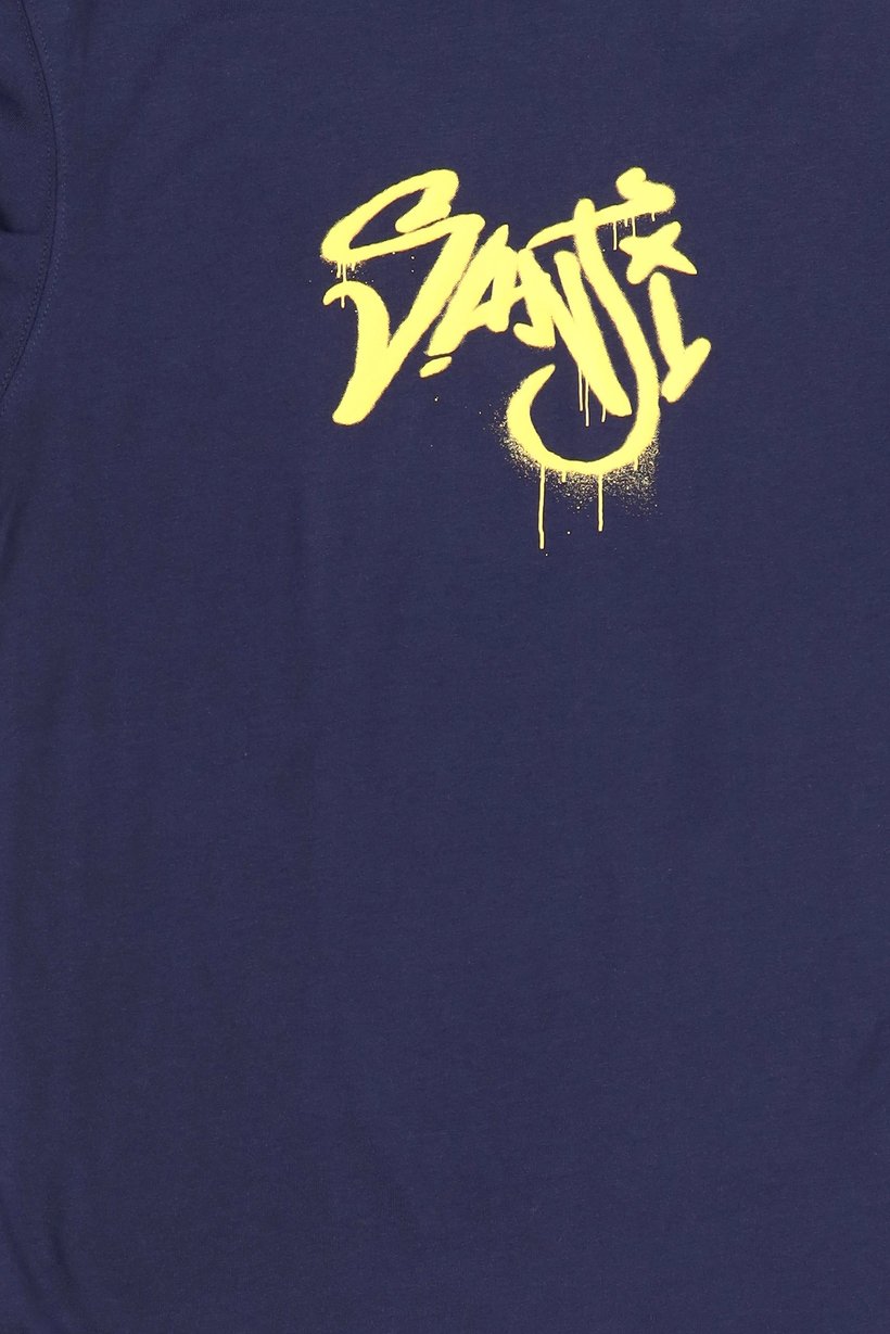 Men Crew Neck Short Sleeves Brand Logo T-Shirt, Navy
