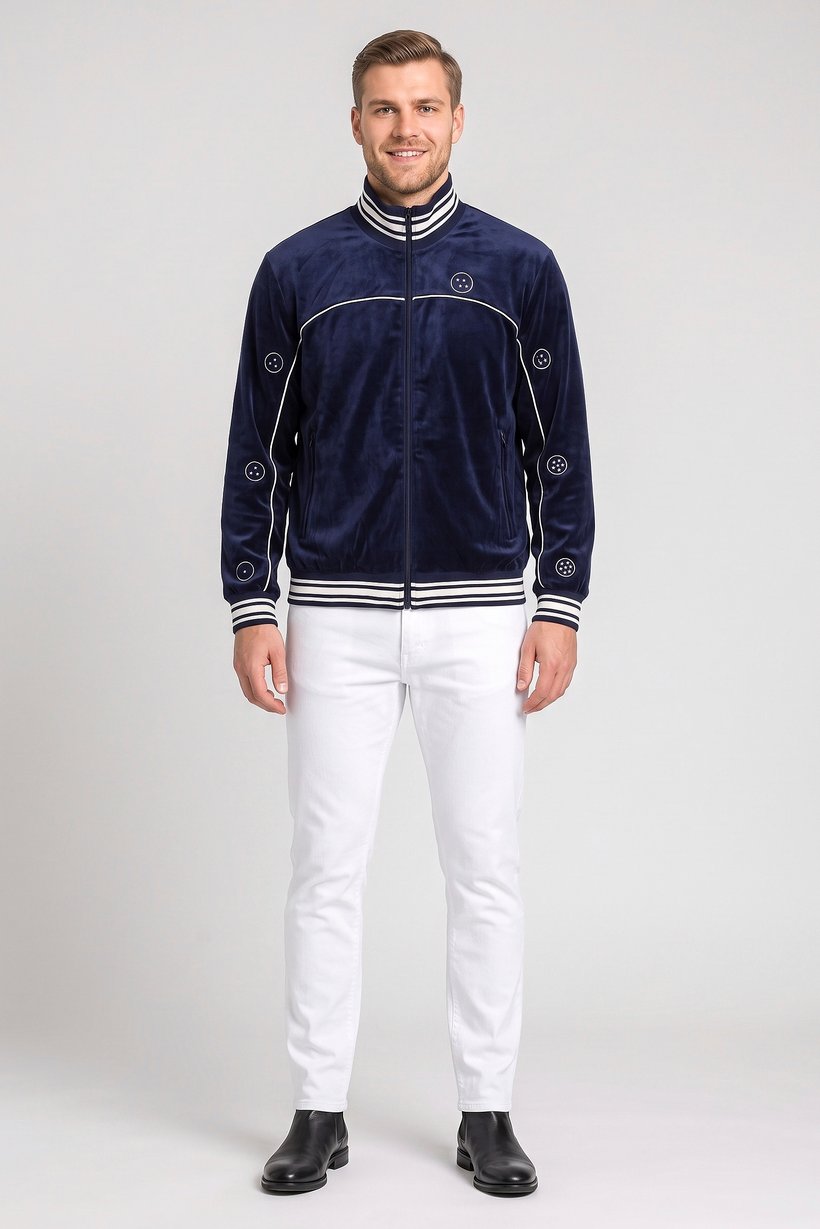 Dragon BallZ x Celio Men Embroidered Bomber Jacket, Blue