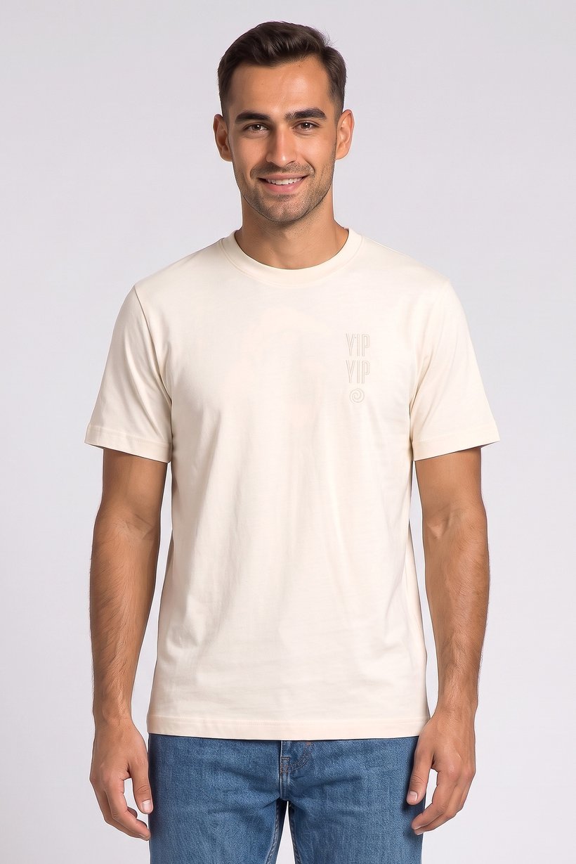 Celio x Avatar Men Crew Neck Short Sleeve Embroidered T-Shirt, Beige