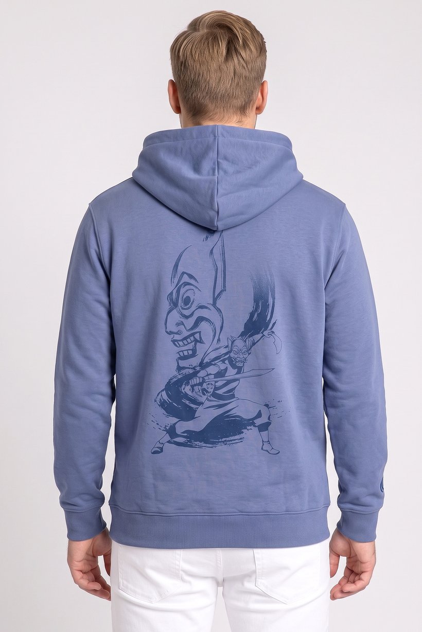 Celio x Avatar Men Embroidered Logo Long Sleeve Hoodie, Blue