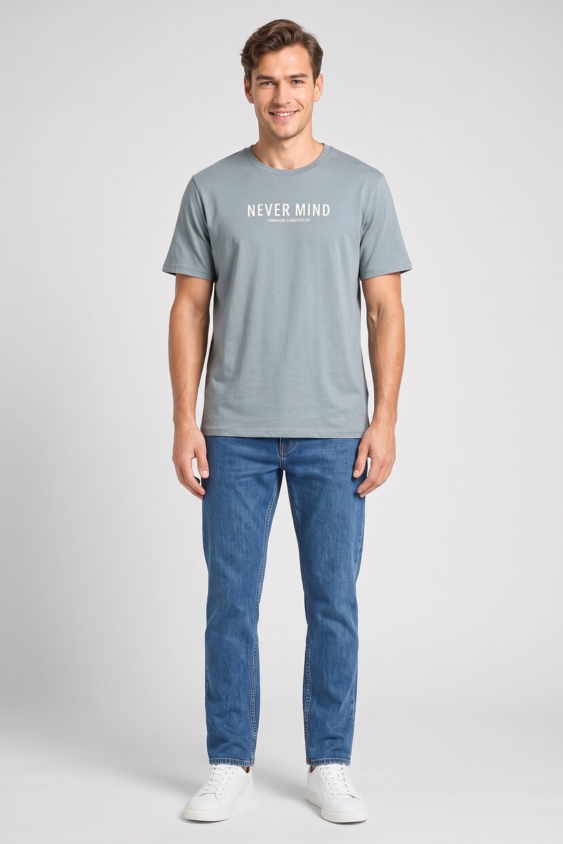 Men Crew Neck Short Sleeve Graphic Print T-Shirt, Sage Green