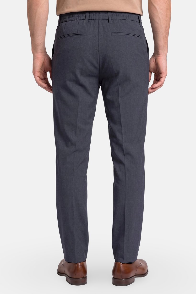 Men Regular Fit Solid Straight Leg Pants, Dusty Blue