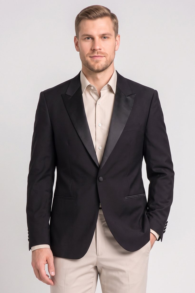 Men Regular Fit Plain Formal Blazer, Black
