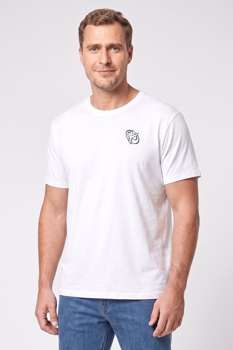 Men Crew Neck Short Sleeve Graphic Print T-Shirt, White