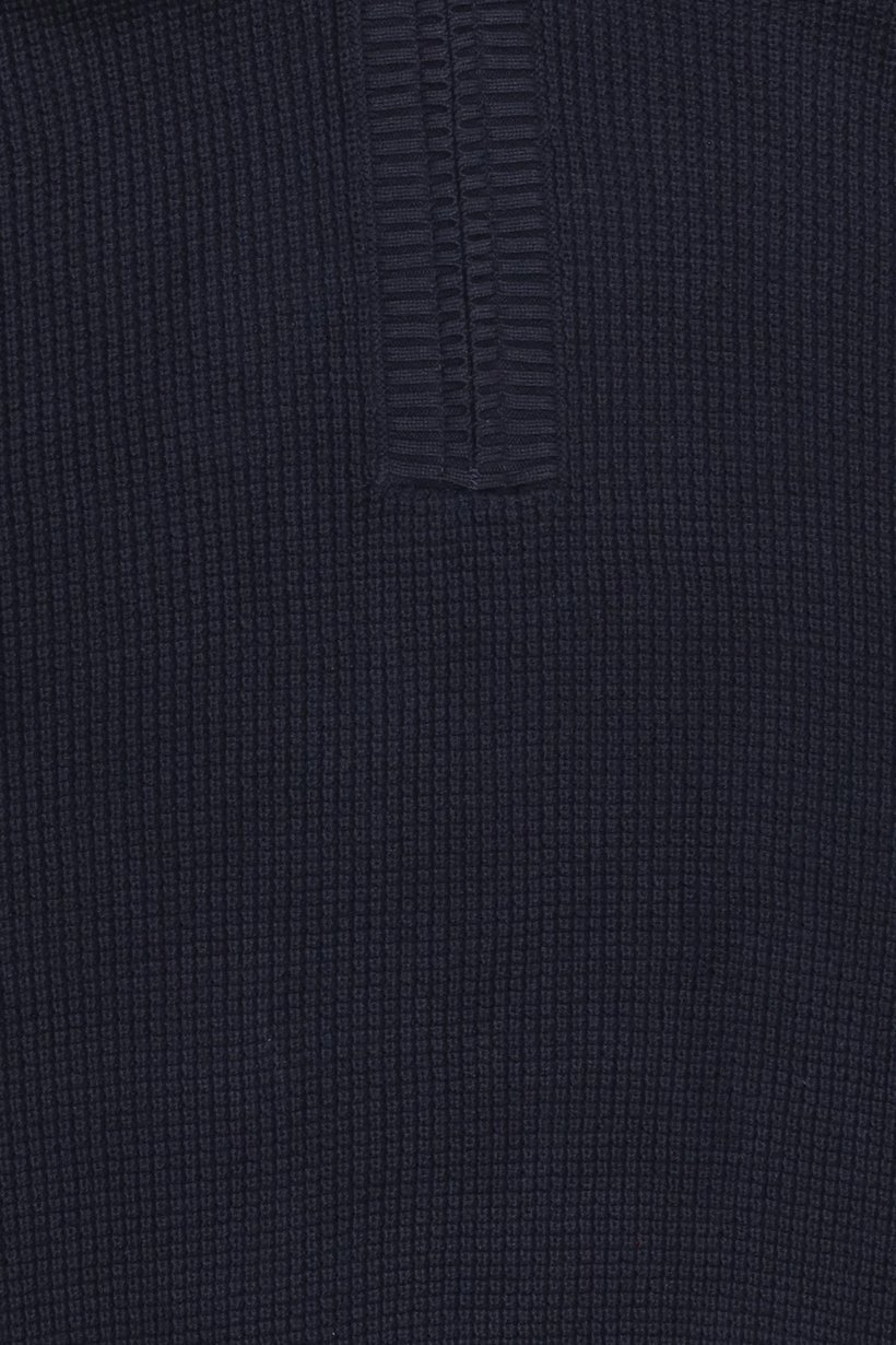 Men Turtle Neck Textured Sweater, Dark Navy