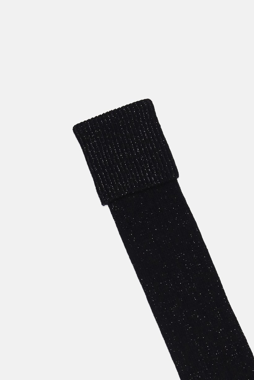 Women Metallic High Socks, Black