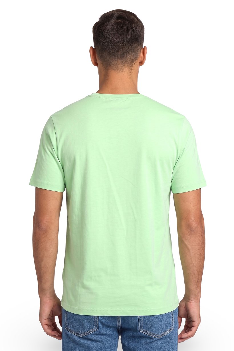 Men Crew Neck Short Sleeve Brand Logo T-Shirt, Light Green