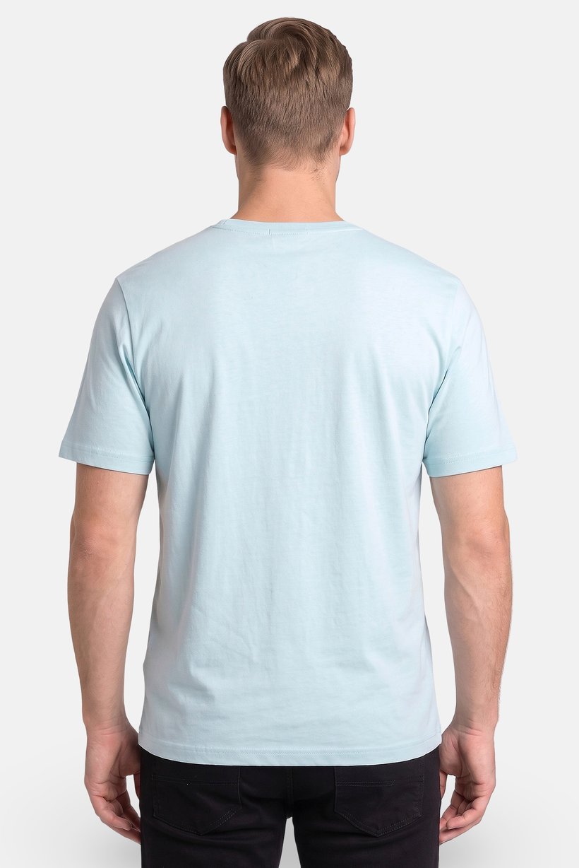 Men Crew Neck Short Sleeve Graphic Print T-Shirt, Pale Turquoise