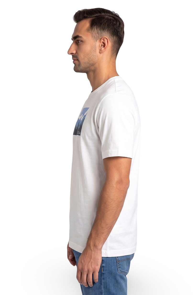 Men Crew Neck Short Sleeve Brand Logo T-Shirt, White