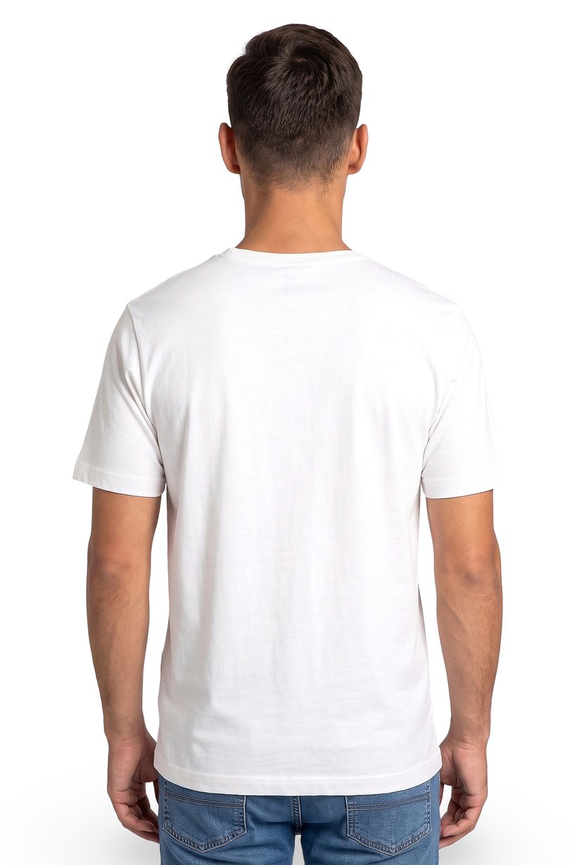 Men Crew Neck Short Sleeve Brand Logo T-Shirt, White