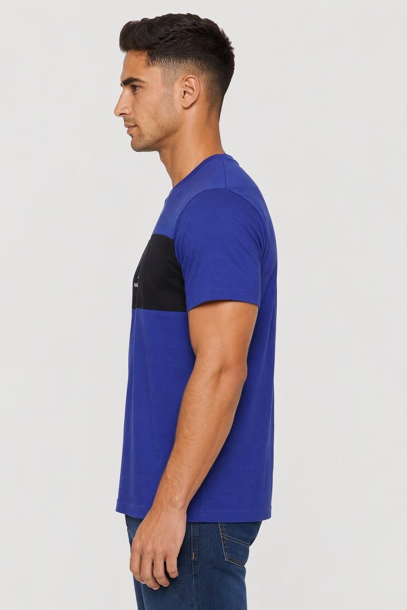 Men Crew Neck Short Sleeve Brand Logo T-Shirt, Purple