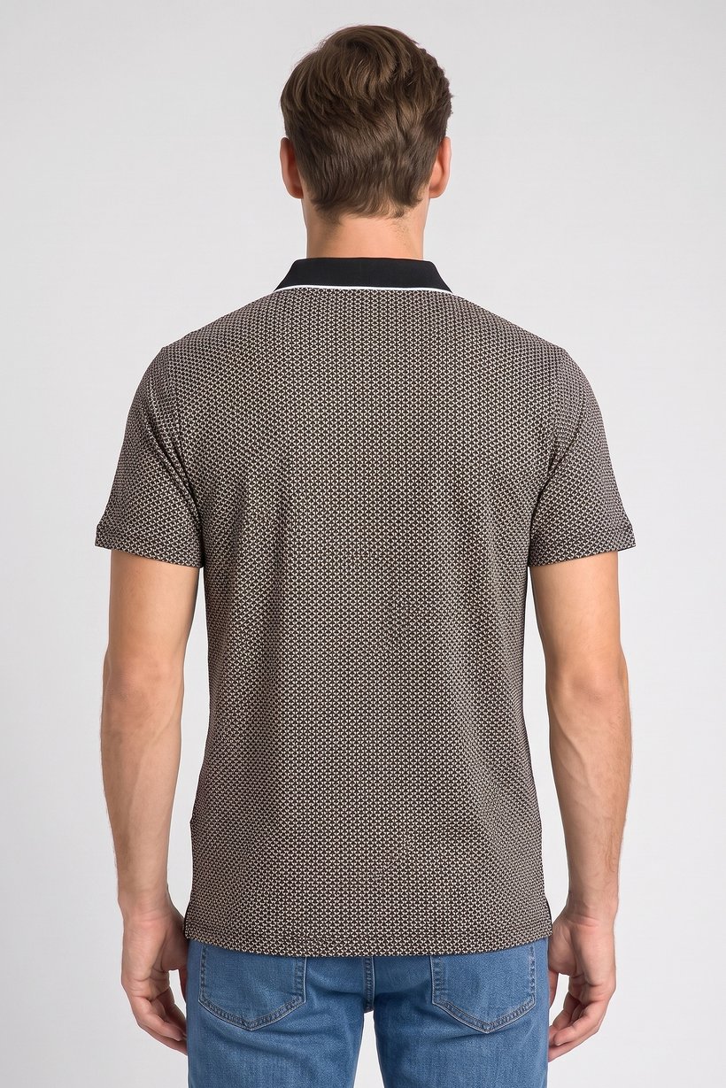 Men Regular Fit Diamond Pattern Short Sleeve Polo Shirt, Multicolor