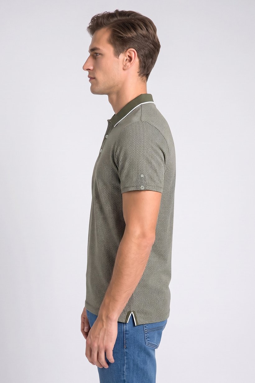 Men Regular Fit Diamond Pattern Short Sleeve Polo Shirt, Multicolor