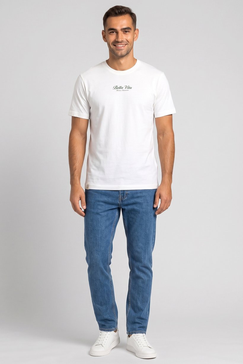 Men Crew Neck  Short Sleeve Graphic T-Shirt, White