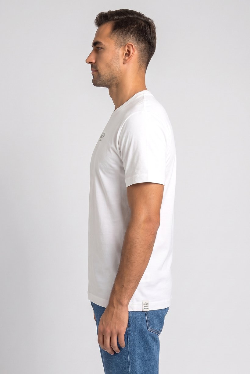 Men Crew Neck  Short Sleeve Graphic T-Shirt, White