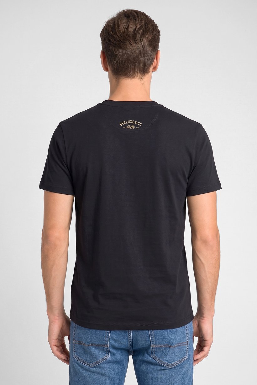Men Crew Neck Short Sleeve Graphic Print T-Shirt, Black