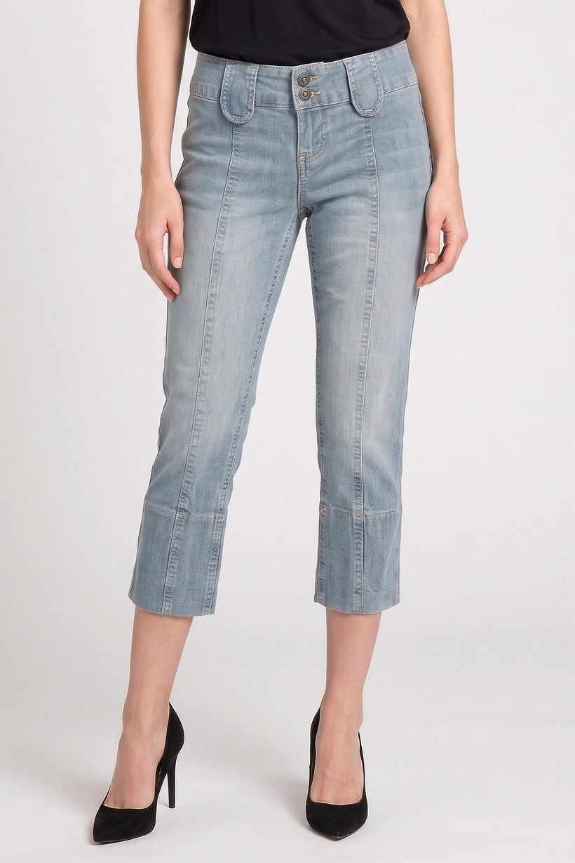 Women Regular Fit Stretchable Washed Capri Jeans, Blue