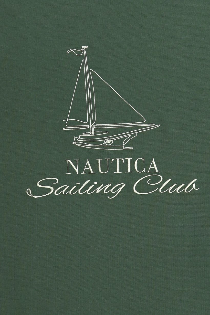 Men Crew Neck Short Sleeve Embroidered Logo T-Shirt, Dark Green