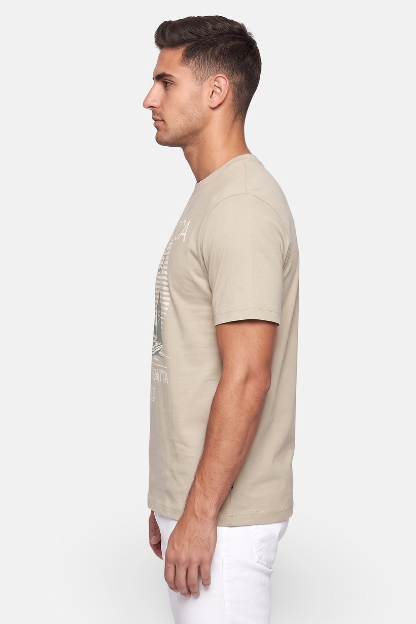 Men Crew Neck Short Sleeve Graphic Print T-Shirt, Sage Green