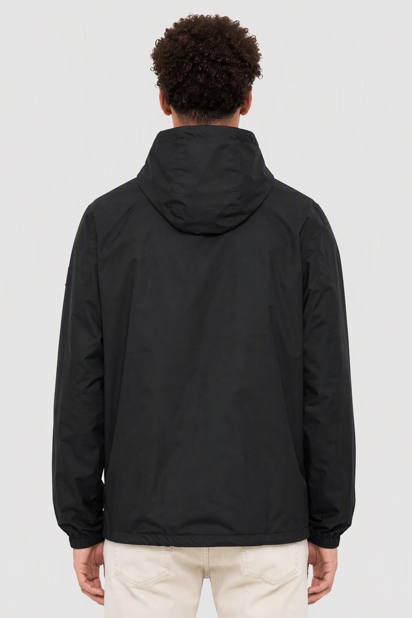 Men Embroidered Logo Windbreaker Full Zip Jacket, Black