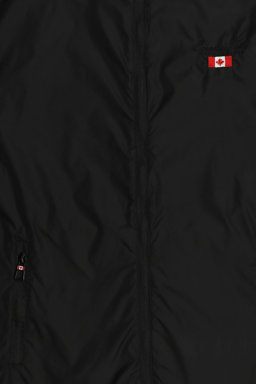 Men Embroidered Logo Windbreaker Full Zip Jacket, Black