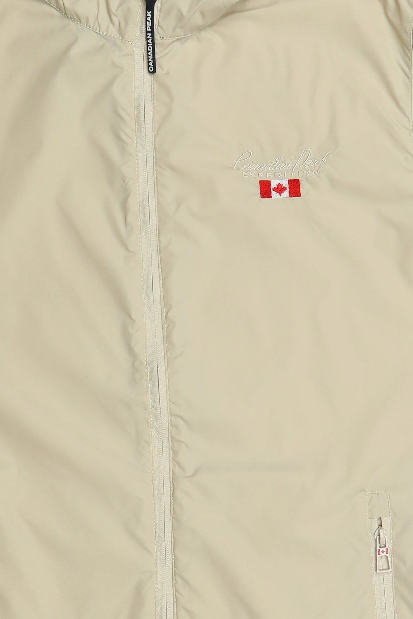 Men Hooded Windbreaker Full Zip Jacket, Beige