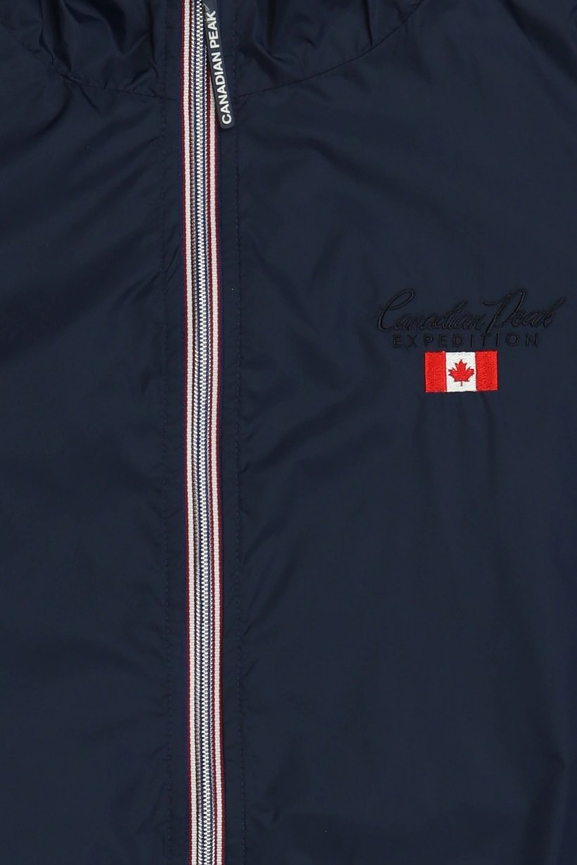 Men Embroidered Logo Windbreaker Full Zip Jacket, Navy Blue