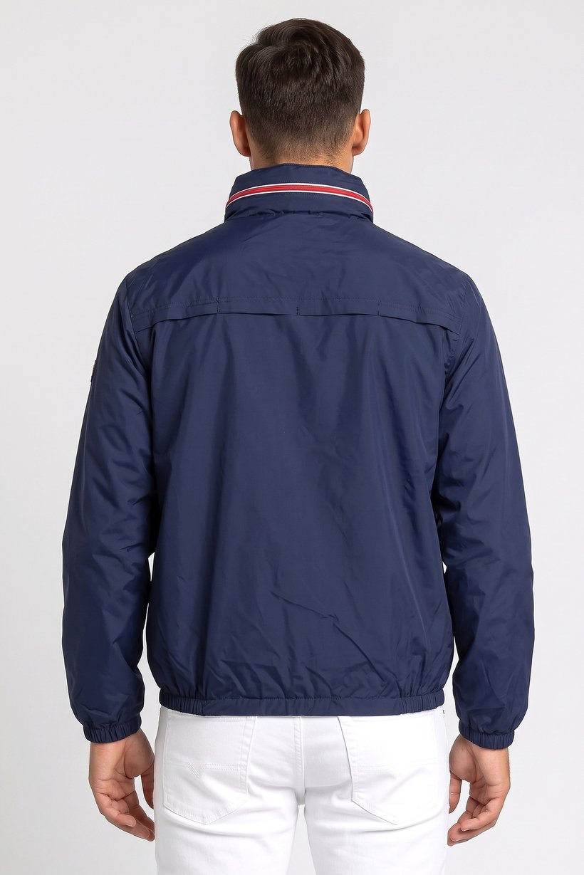 Men Brand Logo Long Sleeve Windbreaker Jacket, Navy
