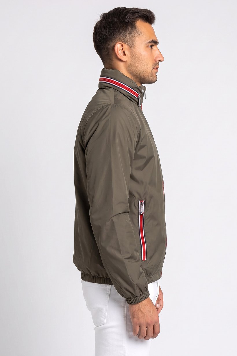 Men Brand Logo Windbreaker Jacket, Olive